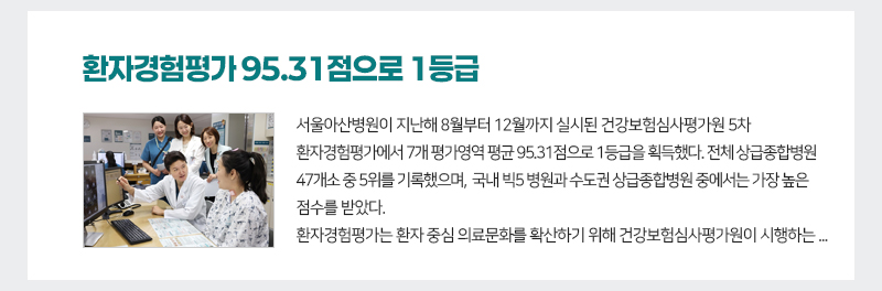 환자경험평가 95.31점으로 1등급