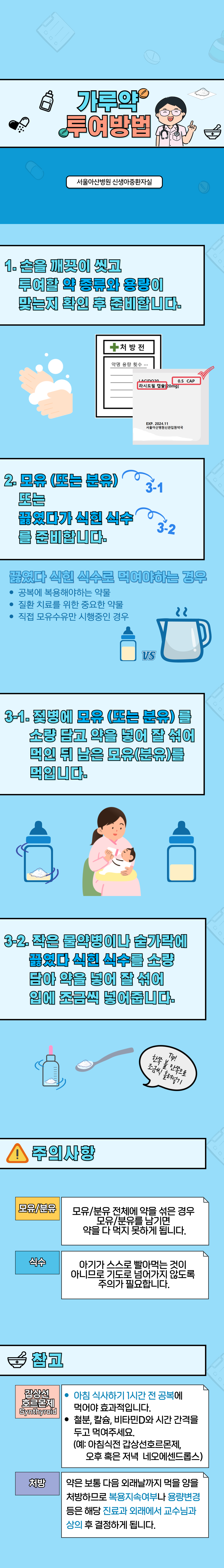 가루약 투여 방법에 대한 설명